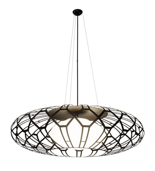 Meyda Lighting Margo Mizner 60" 3-Light Oil Rubbed Bronze Pendant Light With White Shade Glass