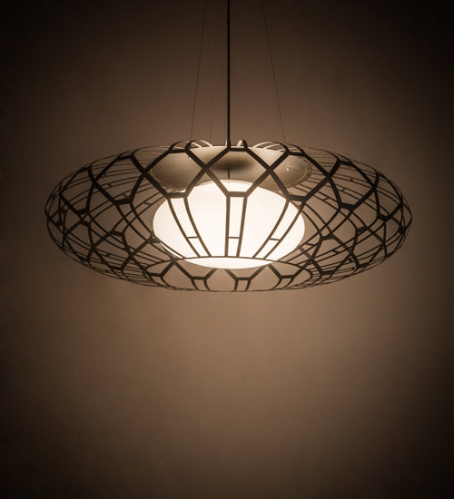Meyda Lighting Margo Mizner 60" 3-Light Oil Rubbed Bronze Pendant Light With White Shade Glass