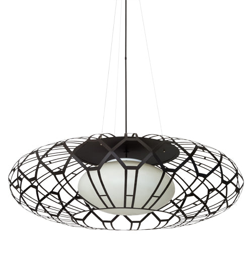 Meyda Lighting Margo Mizner 60" 3-Light Oil Rubbed Bronze Pendant Light With White Shade Glass