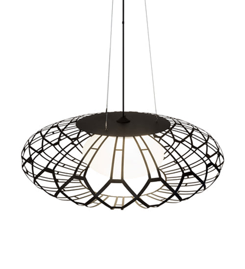 Meyda Lighting Margo Mizner 60" 3-Light Oil Rubbed Bronze Pendant Light With White Shade Glass