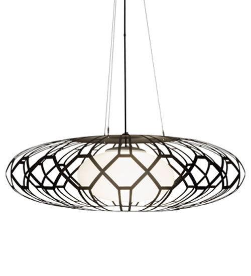 Meyda Lighting Margo Mizner 60" 3-Light Oil Rubbed Bronze Pendant Light With White Shade Glass