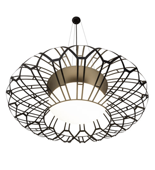 Meyda Lighting Margo Mizner 60" 3-Light Oil Rubbed Bronze Pendant Light With White Shade Glass