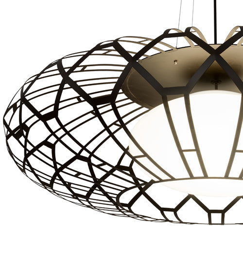 Meyda Lighting Margo Mizner 60" 3-Light Oil Rubbed Bronze Pendant Light With White Shade Glass