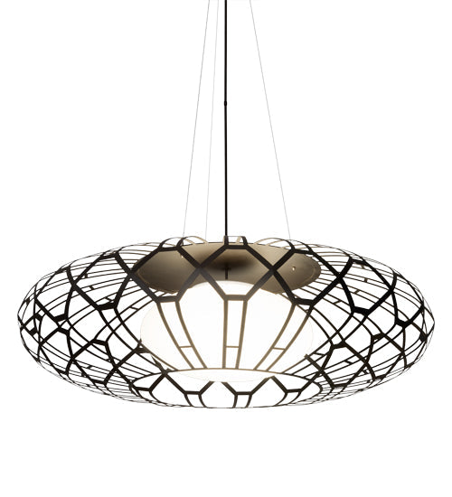 Meyda Lighting Margo Mizner 60" 3-Light Oil Rubbed Bronze Pendant Light With White Shade Glass