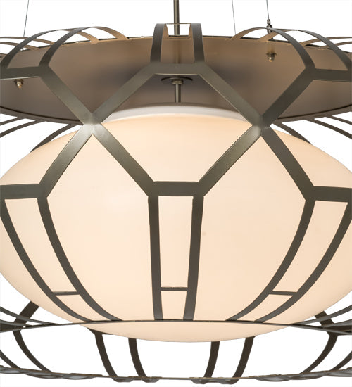 Meyda Lighting Margo Mizner 60" 3-Light Satin Titanium Pendant Light With White Statuario Idalight Shade Glass