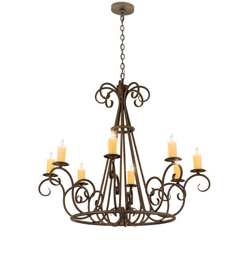 Meyda Lighting Marguerite 42" 8-Light Copper Rust Chandelier With Ivory Faux Candlelight
