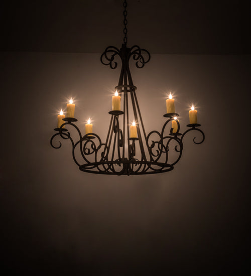 Meyda Lighting Marguerite 42" 8-Light Copper Rust Chandelier With Ivory Faux Candlelight