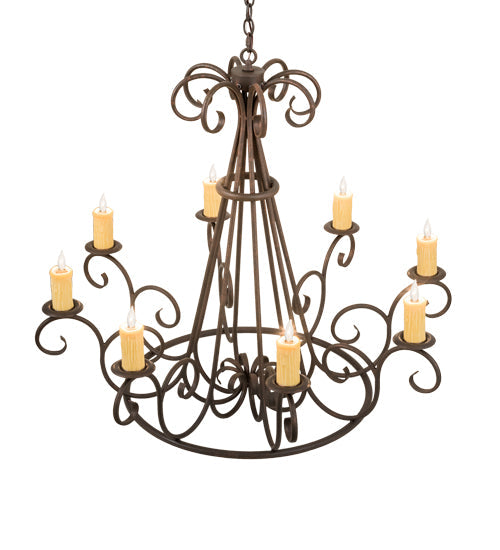 Meyda Lighting Marguerite 42" 8-Light Copper Rust Chandelier With Ivory Faux Candlelight