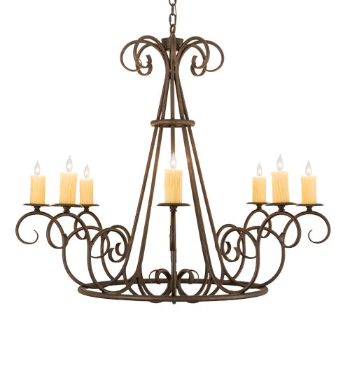 Meyda Lighting Marguerite 42" 8-Light Copper Rust Chandelier With Ivory Faux Candlelight