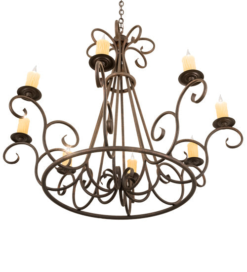 Meyda Lighting Marguerite 42" 8-Light Copper Rust Chandelier With Ivory Faux Candlelight