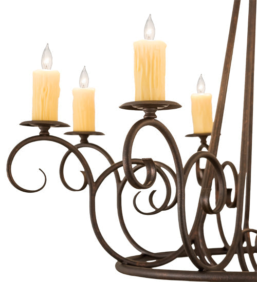 Meyda Lighting Marguerite 42" 8-Light Copper Rust Chandelier With Ivory Faux Candlelight