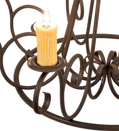 Meyda Lighting Marguerite 42" 8-Light Copper Rust Chandelier With Ivory Faux Candlelight