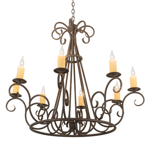 Meyda Lighting Marguerite 42" 8-Light Copper Rust Chandelier With Ivory Faux Candlelight