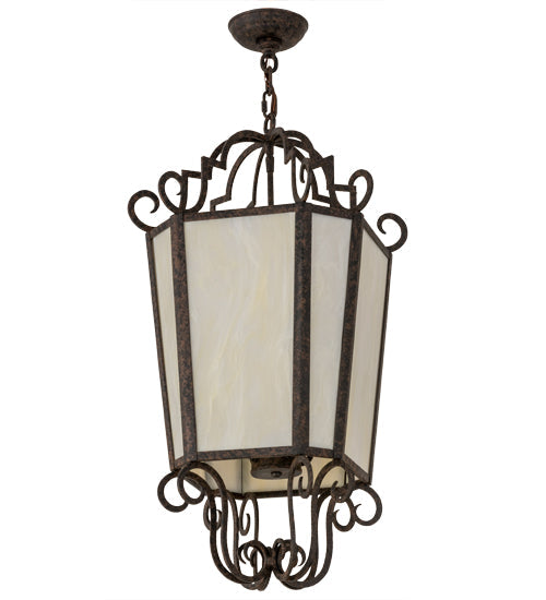 Meyda Lighting Marin 18" 4-Light Coffee Bean Pendant Light With Beige Botticino Idalight Shade Glass