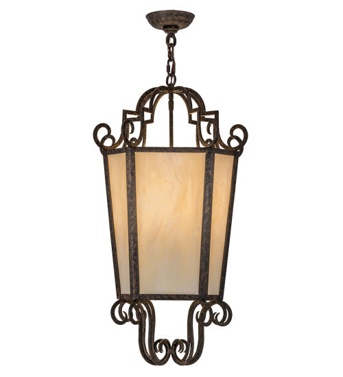 Meyda Lighting Marin 18" 4-Light Coffee Bean Pendant Light With Beige Botticino Idalight Shade Glass