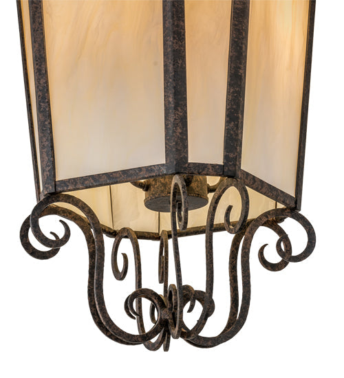 Meyda Lighting Marin 18" 4-Light Coffee Bean Pendant Light With Beige Botticino Idalight Shade Glass