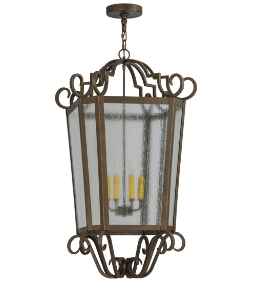 Meyda Lighting Marin 22" 6-Light Gilded Tobacco Pendant Light With Clear Seeded Shade Glass