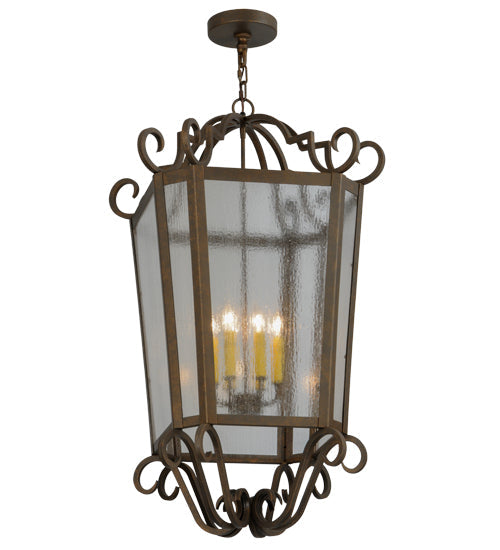 Meyda Lighting Marin 22" 6-Light Gilded Tobacco Pendant Light With Clear Seeded Shade Glass