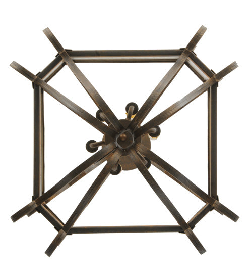 Meyda Lighting Marin 22" 6-Light Gilded Tobacco Pendant Light With Clear Seeded Shade Glass