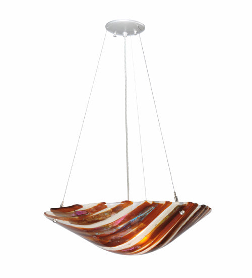 Meyda Lighting Marina 21" 2-Light Nickel Inverted Pendant Light With Fused Beige & Amber Shade Glass