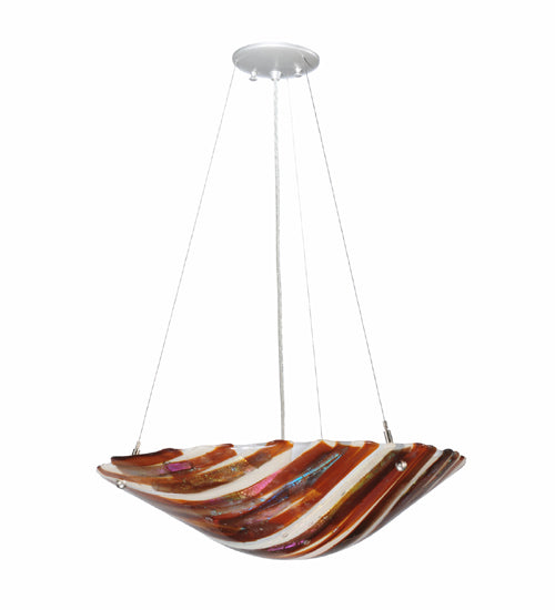 Meyda Lighting Marina 21" 2-Light Nickel Inverted Pendant Light With Fused Beige & Amber Shade Glass