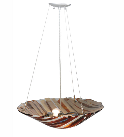 Meyda Lighting Marina 21" 2-Light Nickel Inverted Pendant Light With Fused Beige & Amber Shade Glass