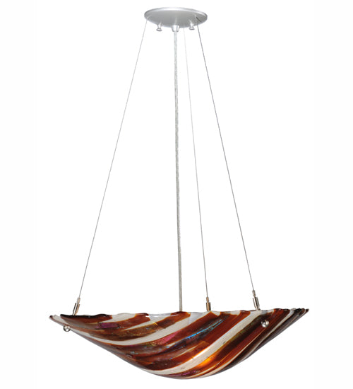 Meyda Lighting Marina 21" 2-Light Nickel Inverted Pendant Light With Fused Beige & Amber Shade Glass