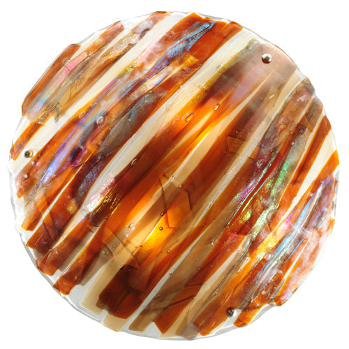 Meyda Lighting Marina 21" 2-Light Nickel Inverted Pendant Light With Fused Beige & Amber Shade Glass