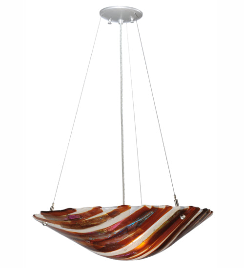 Meyda Lighting Marina 21" 2-Light Nickel Inverted Pendant Light With Fused Beige & Amber Shade Glass