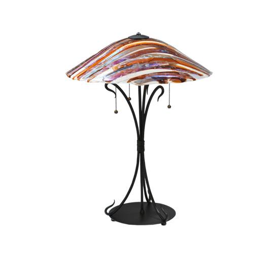 Meyda Lighting Marina 28" 3-Light Black Table Lamp With Multi-Colored Shade Glass