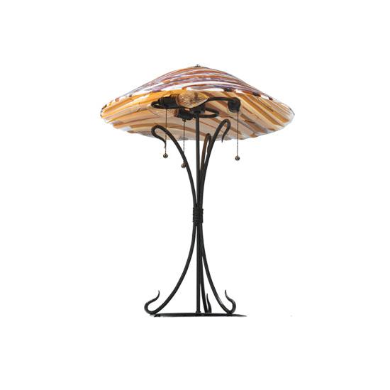 Meyda Lighting Marina 28" 3-Light Black Table Lamp With Multi-Colored Shade Glass