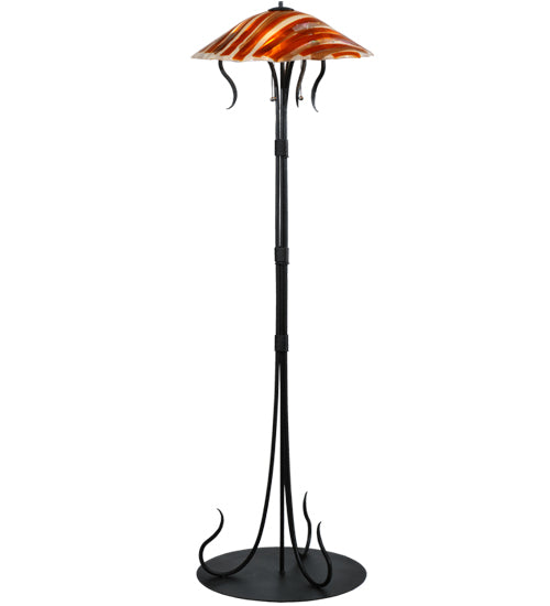 Meyda Lighting Marina 63" 3-Light Black Floor Lamp With Multi-Colored Shade Glass