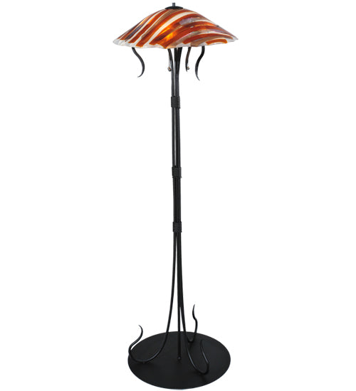 Meyda Lighting Marina 63" 3-Light Black Floor Lamp With Multi-Colored Shade Glass