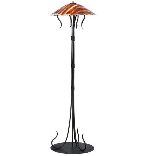 Meyda Lighting Marina 63" 3-Light Black Floor Lamp With Multi-Colored Shade Glass