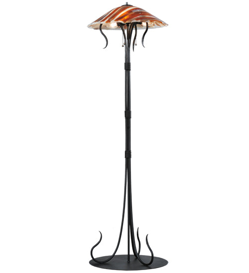 Meyda Lighting Marina 63" 3-Light Black Floor Lamp With Multi-Colored Shade Glass