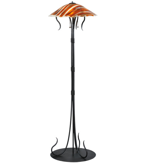 Meyda Lighting Marina 63" 3-Light Black Floor Lamp With Multi-Colored Shade Glass