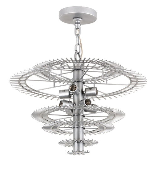 Meyda Lighting Marquee 24" 8-Light Sparkle Silver Supreme Pendant Light With Clear Shade Glass
