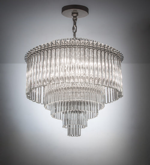 Meyda Lighting Marquee 24" 8-Light Sparkle Silver Supreme Pendant Light With Clear Shade Glass