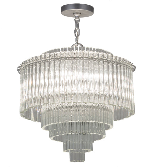 Meyda Lighting Marquee 24" 8-Light Sparkle Silver Supreme Pendant Light With Clear Shade Glass