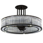 Meyda Lighting Marquee 36" 5-Light LED Oil Rubbed Bronze Gural Chandelier With Clear Shade Glass and Fan
