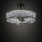 Meyda Lighting Marquee 36" LED Polished Stainless Steel Chandelier With Clear Shade Glass and Fan