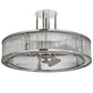 Meyda Lighting Marquee 36" LED Polished Stainless Steel Chandelier With Clear Shade Glass and Fan
