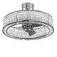 Meyda Lighting Marquee 36" LED Polished Stainless Steel Chandelier With Clear Shade Glass and Fan