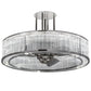 Meyda Lighting Marquee 36" LED Polished Stainless Steel Chandelier With Clear Shade Glass and Fan
