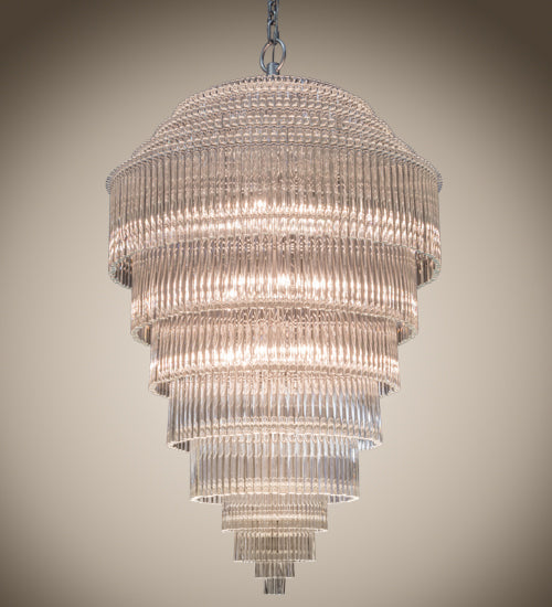 Meyda Lighting Marquee 42" 18-Light Sparkle Silver Pendant Light With Clear Crystal Rods Shade Glass