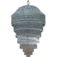 Meyda Lighting Marquee 42" 18-Light Sparkle Silver Pendant Light With Clear Crystal Rods Shade Glass