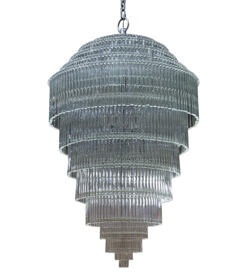 Meyda Lighting Marquee 42" 18-Light Sparkle Silver Pendant Light With Clear Crystal Rods Shade Glass