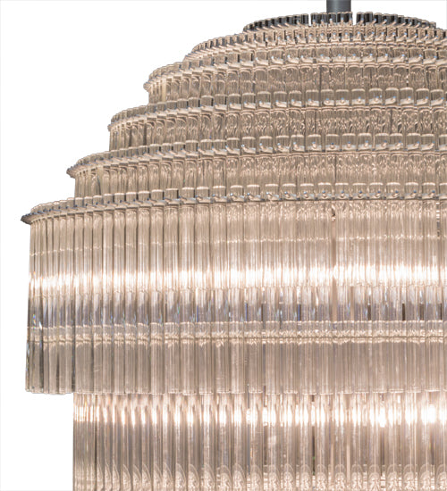 Meyda Lighting Marquee 42" 18-Light Sparkle Silver Pendant Light With Clear Crystal Rods Shade Glass