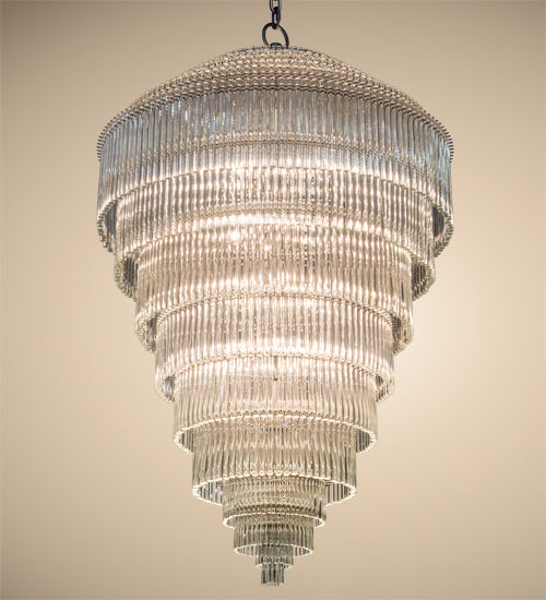 Meyda Lighting Marquee 48" 24-Light Sparkle Silver Supreme Chandelier With Clear Polished Rods Shade Glass