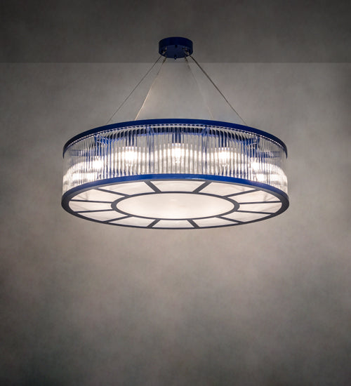 Meyda Lighting Marquee 50" 12-Light Aquamarine Blue Pendant Light With Clear Idalight Tube Shade